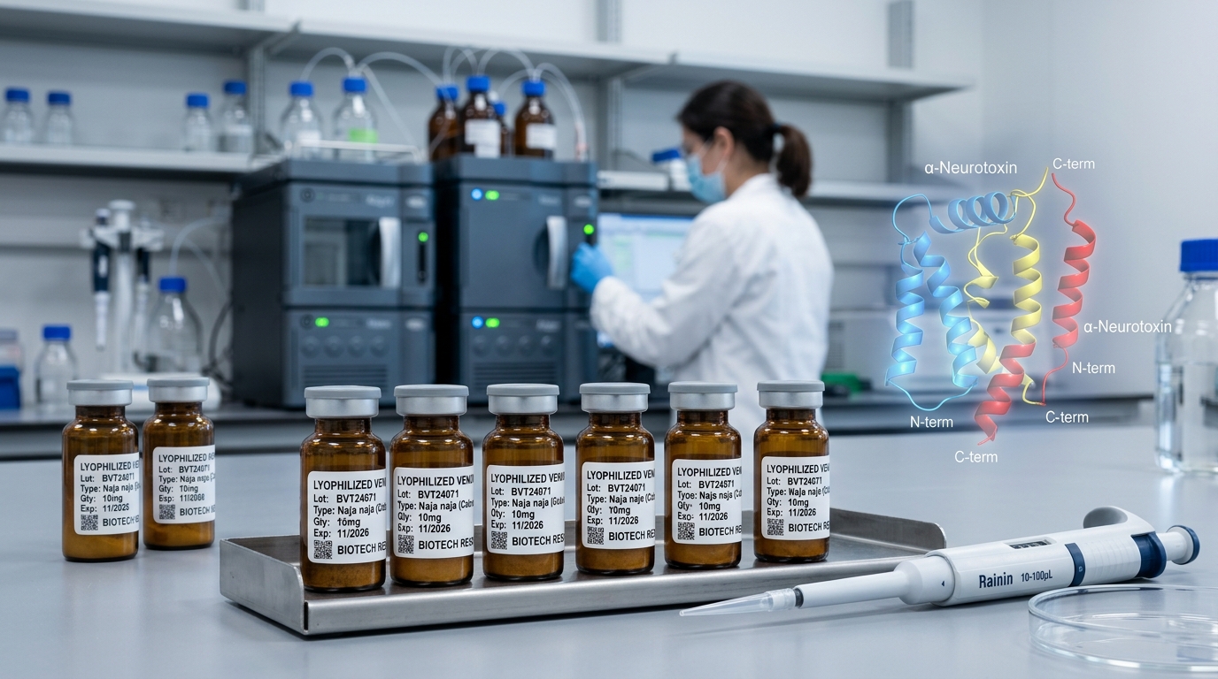Analytical chromatography and research-grade venom laboratory at Venom Supplies